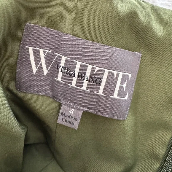 Vera Wang WHITE Green V-Neck Maxi Dress Formal Bridal 4 - Picture 4 of 7